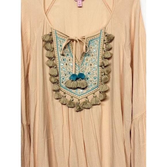 Lilly Pulitzer Gauzy Peach Shandy Resort Tassel Top Size XL Boho Beach Travel - Picture 2 of 6